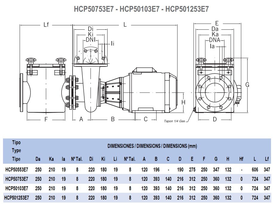 Насос для бассейна Hayward HCP50753E7 (380В, 81 м3/ч, 7.5HP) Насос для бассейна Hayward HCP50753E7 (380В, 81 м3/ч, 7.5HP)