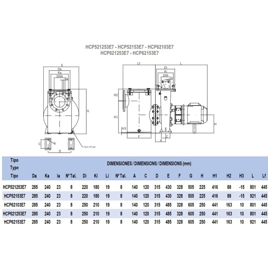 Насос для бассейна Hayward HCP521253E7 (380В, 131 м3/ч, 12.5HP) Насос для бассейна Hayward HCP521253E7 (380В, 131 м3/ч, 12.5HP)